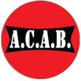 A.C.A.B. - čierny slogan na červenom podklade - odznak