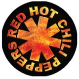 RED HOT CHILI PEPPERS - oranžová vločka na čiernom podklade - odznak
