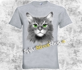 CAT - Mačička so zelenými očami - šedé pánske tričko