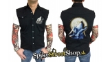 BIKER COLLECTION - Moonlight Wolf Worker Shirt - čierna rifľová vesta