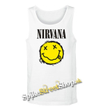 NIRVANA - Yellow Black Smile -  Mens Vest Tank Top - biele