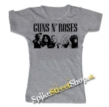 GUNS N ROSES - Logo & Band - šedé dámske tričko