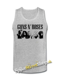 GUNS N ROSES - Logo & Band - Mens Vest Tank Top - šedé