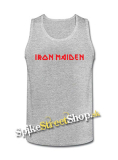 IRON MAIDEN - Red Logo - Mens Vest Tank Top - šedé