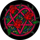 HEARTAGRAM ROSE - Heartagram omotaný ružami - odznak