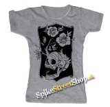 SKULL FLOWER - šedé dámske tričko