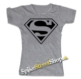 SUPERMAN - Logo - šedé dámske tričko