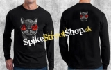 CAT - Red Glasses - čierne pánske tričko s dlhými rukávmi