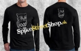 OWL - Painted Owl - čierne pánske tričko s dlhými rukávmi