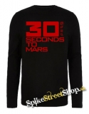 30 SECONDS TO MARS - Red Logo - čierne pánske tričko s dlhými rukávmi