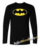 BATMAN - Yellow Logo - čierne pánske tričko s dlhými rukávmi