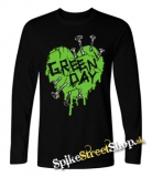 GREEN DAY - Green Heart - čierne pánske tričko s dlhými rukávmi