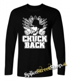 CHUCK NORRIS - Chuck Is Back - čierne pánske tričko s dlhými rukávmi