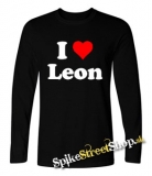 I LOVE LEON - čierne pánske tričko s dlhými rukávmi