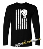 LEBKA - Punisher American - čierne pánske tričko s dlhými rukávmi