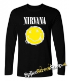 NIRVANA - Yellow White Smile - čierne pánske tričko s dlhými rukávmi