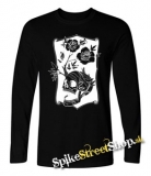 SKULL FLOWER - čierne pánske tričko s dlhými rukávmi