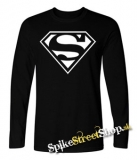 SUPERMAN - Logo - čierne pánske tričko s dlhými rukávmi