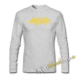 ANTHRAX - Logo - šedé pánske tričko s dlhými rukávmi