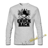 CHUCK NORRIS - Chuck Is Back - šedé pánske tričko s dlhými rukávmi