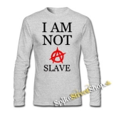 I AM NOT A SLAVE - Red - šedé pánske tričko s dlhými rukávmi