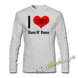 I LOVE GUNS N ROSES - šedé pánske tričko s dlhými rukávmi