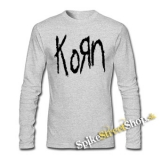 KORN - Official Logo - šedé pánske tričko s dlhými rukávmi
