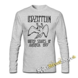 LED ZEPPELIN - USA 1977 - šedé pánske tričko s dlhými rukávmi