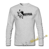 NIRVANA - Curt Cobain - šedé pánske tričko s dlhými rukávmi
