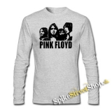 PINK FLOYD - Logo & Band - šedé pánske tričko s dlhými rukávmi