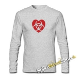 RADIOACTIVE HEART -  šedé pánske tričko s dlhými rukávmi