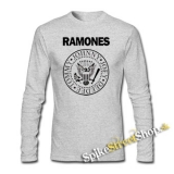 RAMONES - JJDT - šedé pánske tričko s dlhými rukávmi