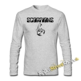 SCORPIONS - Logo - šedé pánske tričko s dlhými rukávmi