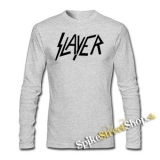 SLAYER - Logo - šedé pánske tričko s dlhými rukávmi