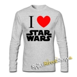 I LOVE STAR WARS - šedé pánske tričko s dlhými rukávmi