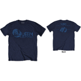 QUEEN - News of the World 40th Vintage Logo - modré pánske tričko