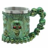 GOTHIC COLLECTION - Screaming Skull Metallic Tankard Green 11 cm - krígel