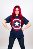 MARVEL COMICS - Captain America Distressed Shield - modré pánske tričko