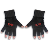 AC/DC - Classic Red Logo - čierne rukavice bez prstov