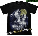 WOLF COLLECTION - Wolves Howling Trio - čierne pánske tričko