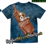 ANIMAL COLLECTION - Cute Dog In Bag - modré pánske tričko