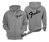 FENDER - Logo - šedá pánska mikina na zips