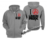 I LOVE LINKIN PARK - Crest Motive - šedá pánska mikina na zips