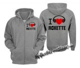 I LOVE ROXETTE - šedá pánska mikina na zips