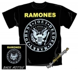 RAMONES - Žlté logo a biely kruh - čierne pánske tričko