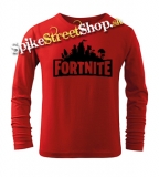 FORTNITE - Black Logo - červené detské tričko s dlhými rukávmi