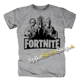 FORTNITE - Logo & Skins - sivé pánske tričko
