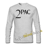 2 PAC - Logo - šedé pánske tričko s dlhými rukávmi