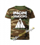 IMAGINE DRAGONS - Triangle - maskáčové chlapčenské tričko WOODLAND CAMO BROWN