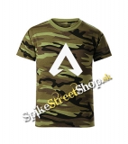 APEX LEGENDS - Crest - maskáčové chlapčenské tričko WOODLAND CAMO GREEN